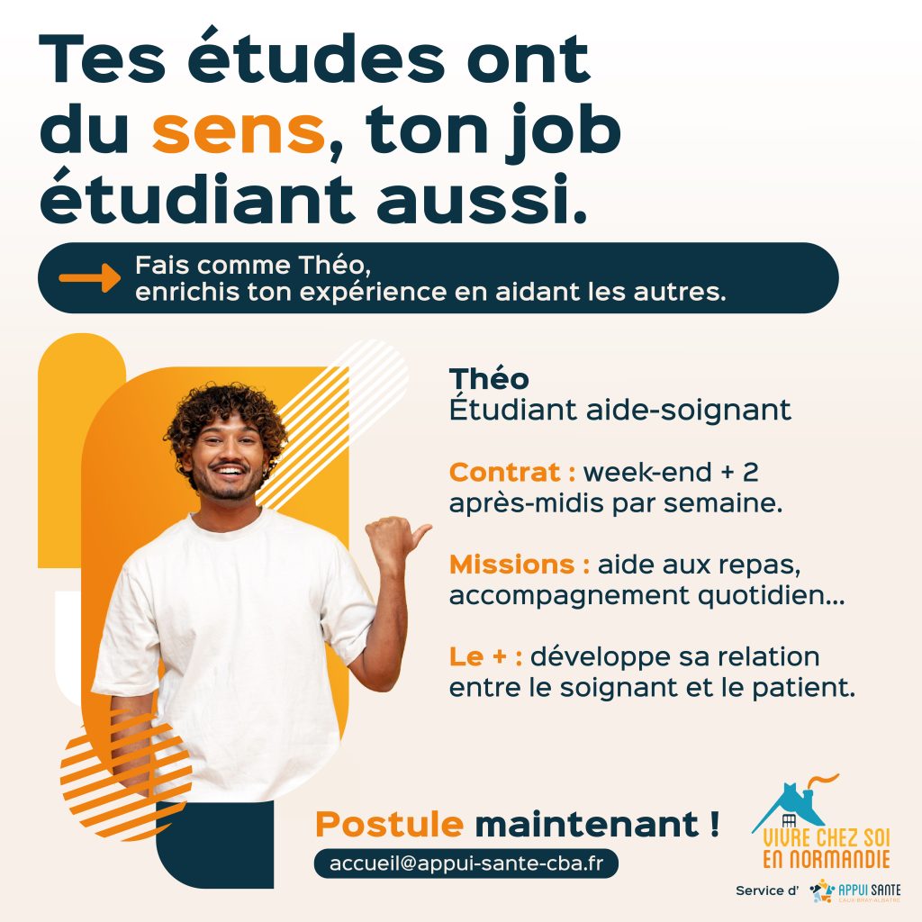 Post RS - Campagne job étudiant VCSEN Appui Santé Caux Bray Albâtre Vivre Chez soi en Normandie