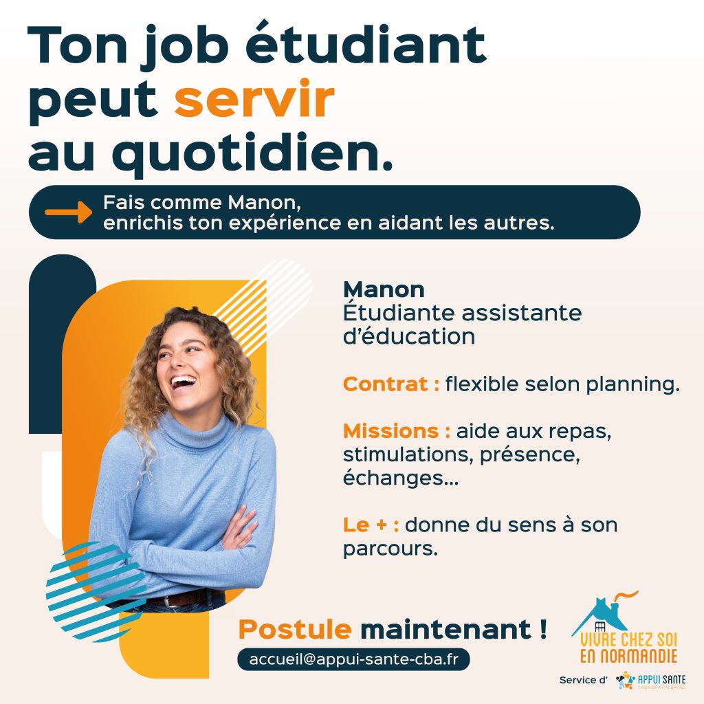 Post RS - Campagne job étudiant VCSEN Appui Santé Caux Bray Albâtre Vivre Chez soi en Normandie