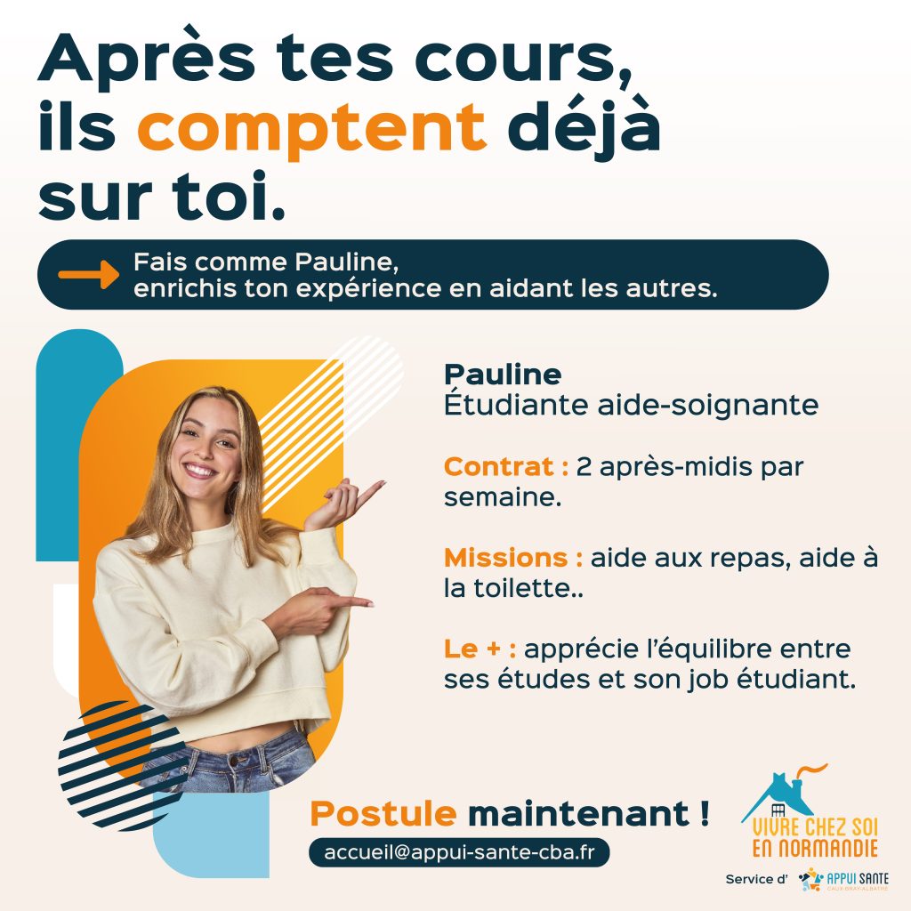 Post RS - Campagne job étudiant VCSEN Appui Santé Caux Bray Albâtre Vivre Chez soi en Normandie