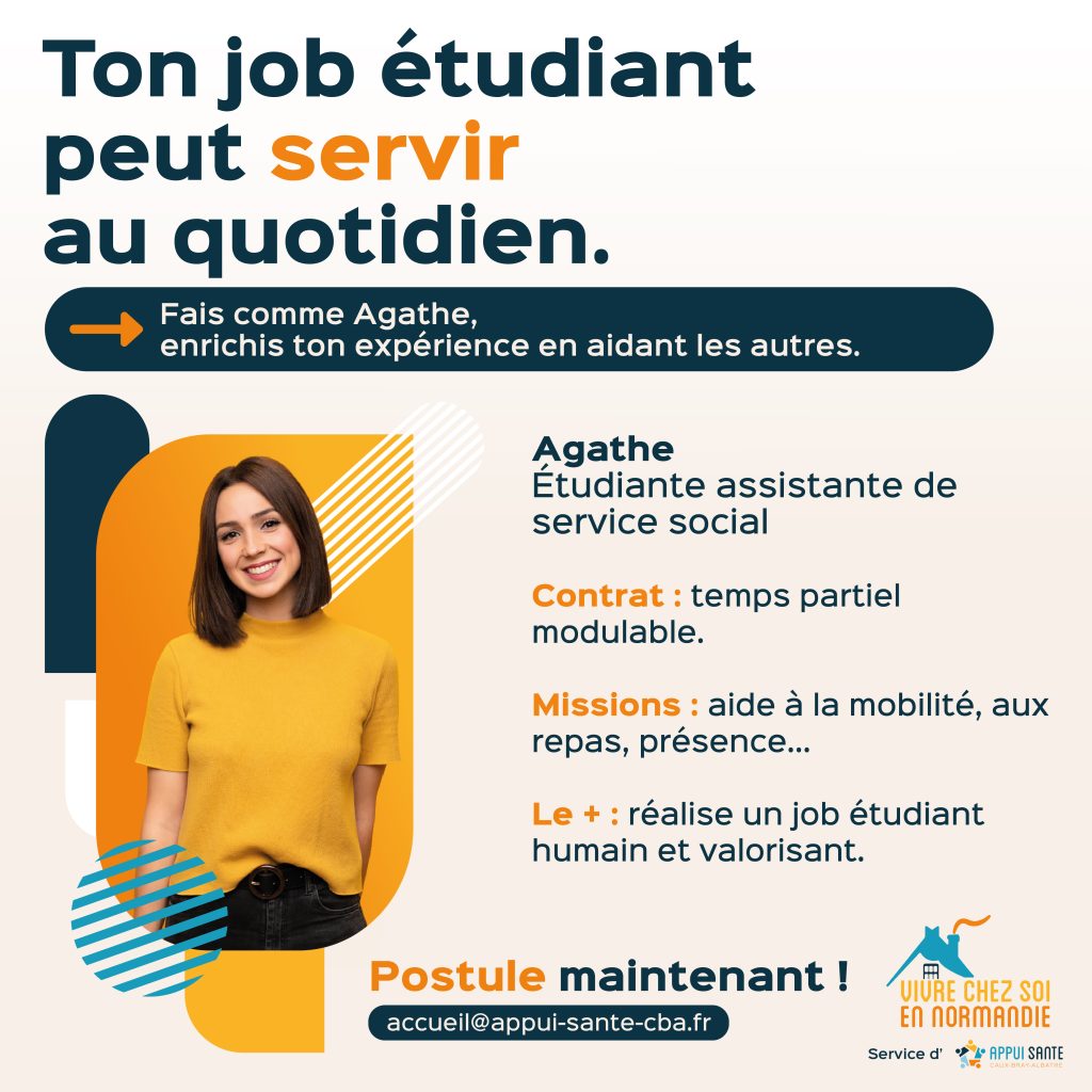 Post RS - Campagne job étudiant VCSEN Appui Santé Caux Bray Albâtre Vivre Chez soi en Normandie
