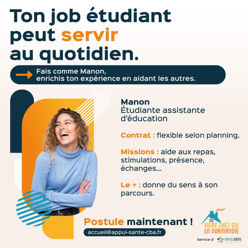 Post RS - Campagne job étudiant VCSEN Appui Santé Caux Bray Albâtre Vivre Chez soi en Normandie