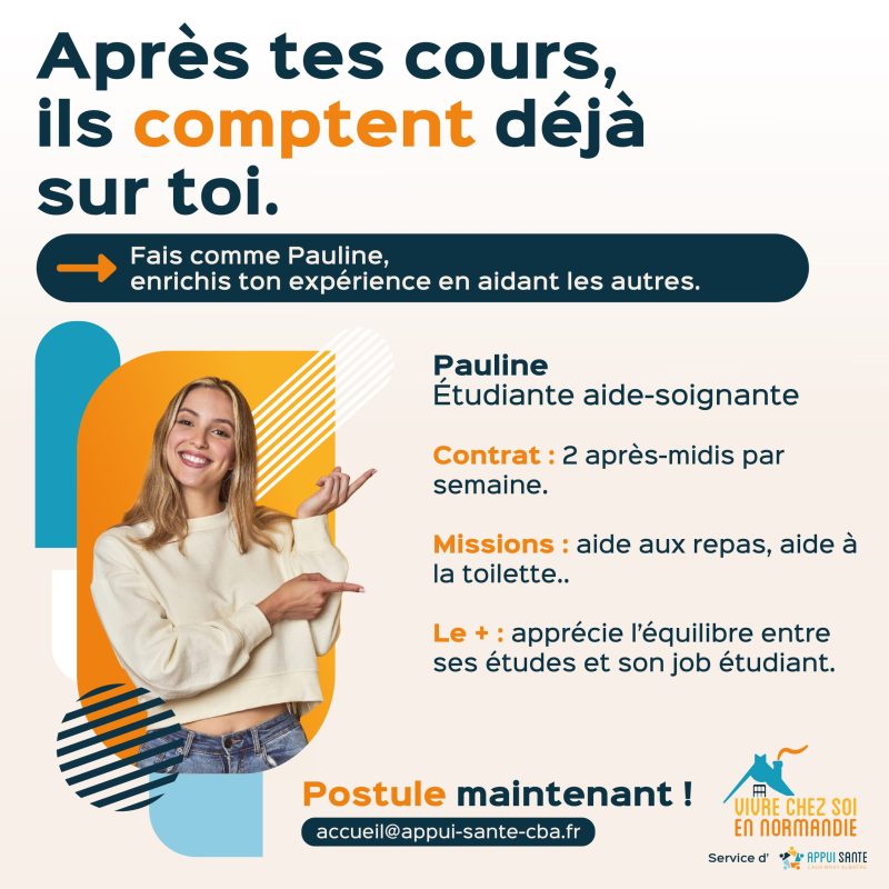 Post RS - Campagne job étudiant VCSEN Appui Santé Caux Bray Albâtre Vivre Chez soi en Normandie